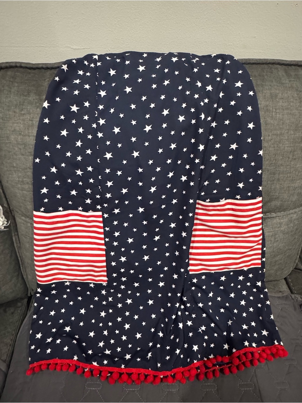 America and beyond Navy Star Midi Dress with Red Stripe Accents small EUC